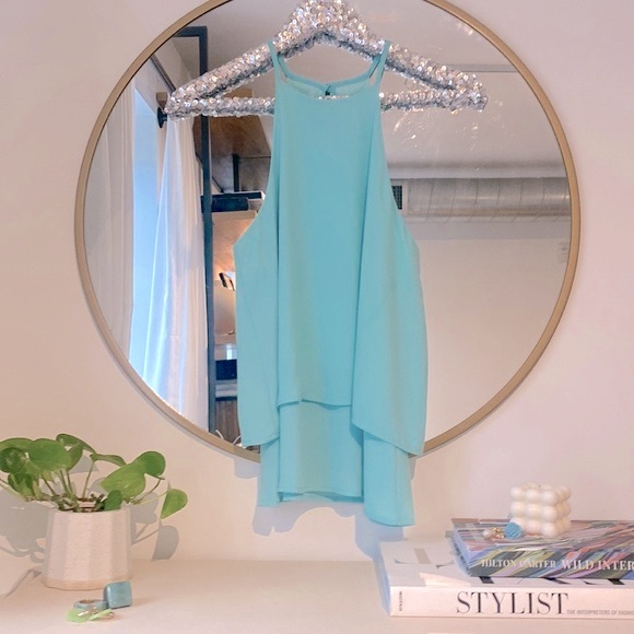 Everly Racerback Silky Blouse Tank Top - Picture 3 of 10